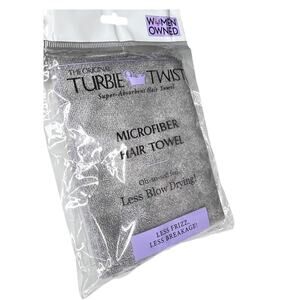 Turbie Twist Microfiber HAIR TOWEL WRAP Women & Men Gray Twist & Loop Turban NIP